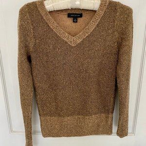 Ann Taylor Gold Metallic Sweater Holiday Glam XS